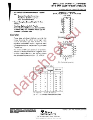 SN74ALS151DR datasheet  